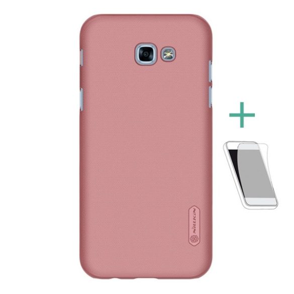 Protectie de telefon din plastic NILLKIN SUPER FROSTED (cauciucat, suprafata aspra + folie de protectie a ecranului) ROSE GOLD Samsung Galaxy A3 (2017) SM-A320F