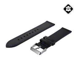   Curea de schimb (universală, 20 mm, piele naturală, margine teșită) NEGRU Huawei Watch GT 2 42 mm, Samsung Galaxy Watch Active 2 44 mm (SM-R820N), Samsung Galaxy Watch Active 2 40 mm (SM-R830N)