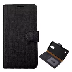   HUSĂ! - Carcasa in picioare, efect piele (FLIP, deschidere laterala, functie suport de masa, efect textil) NEGRU LG K4 2017 (M160)