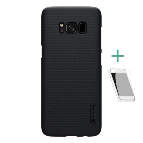 Protector de telefon din plastic NILLKIN SUPER FROSTED (cauciucat, suprafață aspră + protector de ecran) NEGRU Samsung Galaxy S8 Plus (SM-G955)