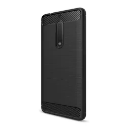   HUSĂ! - protecțiede telefon din silicon (rezistent la impact mediu, toc cu bule, model de carbon periat) negru Nokia 5