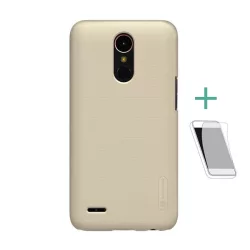   HUSĂ! - Protector de telefon din plastic NILLKIN SUPER FROSTED (cauciucat, suprafață aspră + folie de protecție pentru ecran) GOLD LG K10 (2017) M250n