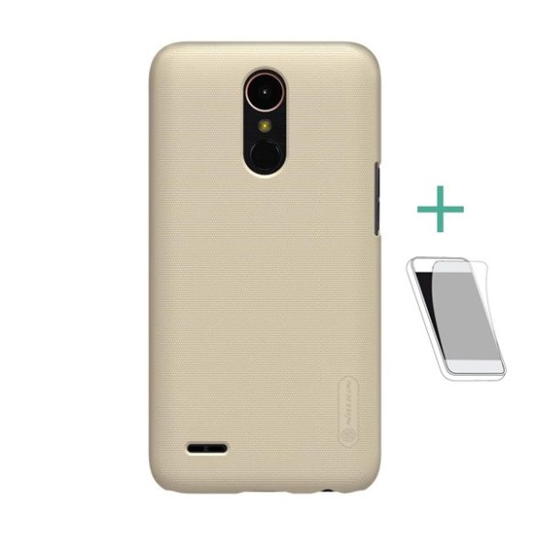 Protector de telefon din plastic NILLKIN SUPER FROSTED (cauciucat, suprafață aspră + folie de protecție pentru ecran) GOLD LG K10 (2017) M250n