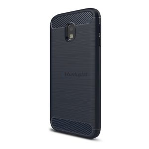 Protectie din silicon pentru telefon (rezistenta medie la impact, colt cu perna de aer, periat, model carbon) ALBASTRU INCHIS Samsung Galaxy J3 (2017) SM-J330 EU