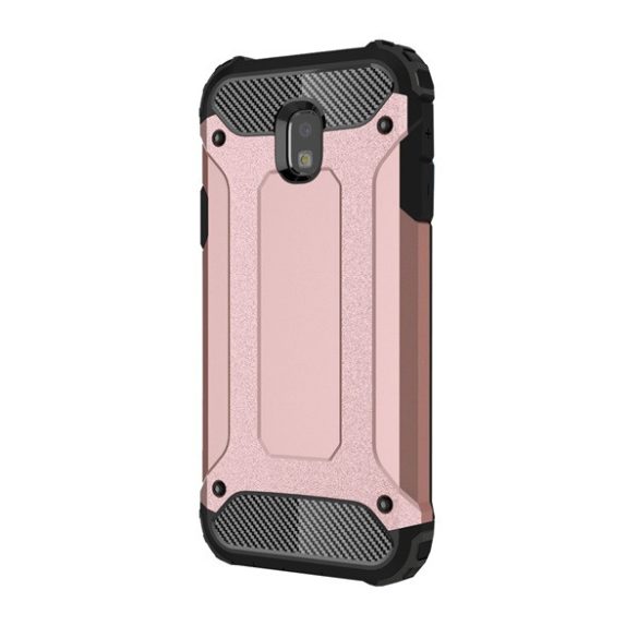 Protectie de telefon din plastic Defender (rezistenta medie la impact, colt cu perna de aer, interior din silicon, efect metalic) ROSE GOLD Samsung Galaxy J3 (2017) SM-J330 EU