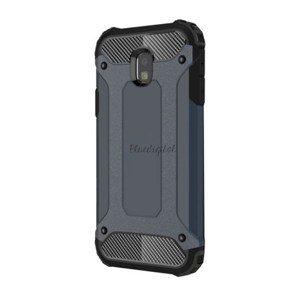 Protector de telefon din plastic Defender (rezistenta medie la impact, colt cu perna de aer, interior din silicon, efect metalic) ALBASTRU INCHIS Samsung Galaxy J3 (2017) SM-J330 EU