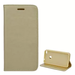   HUSĂ! - Husă stativă cu efect de piele (FLIP, deschidere laterală, desktop) GOLD Huawei P9 Lite (2017)