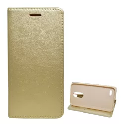   HUSĂ! - Carcasa in picioare, efect piele (FLIP, deschidere laterala, functie suport pentru masa) GOLD LG K10 (2017) M250n