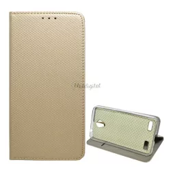   HUSĂ! - Husă stativă, efect piele (FLIP, deschidere laterală, funcție suport birou, model diamant) GOLD ZTE Blade A520