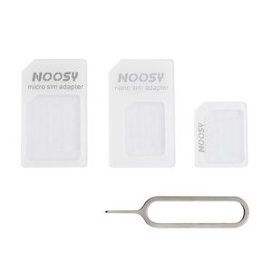 Adaptor SIM NOOSY (convertă cartela Nano SIM în Micro SIM și card de dimensiune normală, ejector de card) ALB