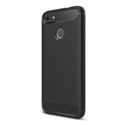   HUSĂ! - Husă silicon pentru telefon (rezistent la impact mediu, călcâi pernă de aer, model de carbon periat) negru Huawei P9 Lite Mini