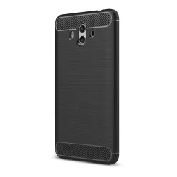   HUSĂ! - Husă silicon pentru telefon (rezistent la impact mediu, bubble heel, periat, model de carbon) negru Huawei Mate 10
