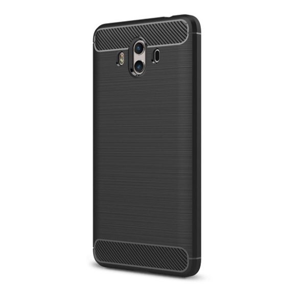 Husă silicon pentru telefon (rezistent la impact mediu, bubble heel, periat, model de carbon) negru Huawei Mate 10