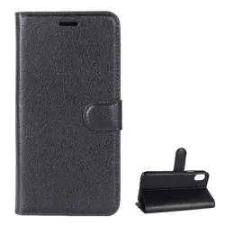   HUSĂ! - Husă în picioare, efect piele (FLIP, deschidere laterală, funcție de suport pentru birou, premium) NEGRU Apple iPhone X 5.8, Apple iPhone XS 5.8