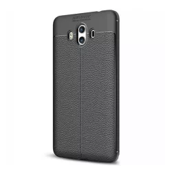   HUSĂ! - Protector de telefon din silicon (rezistenta la impact mediu, efect piele, model de cusaturi) NEGRU Huawei Mate 10