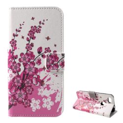   HUSĂ! - Husă stativă cu efect de piele (FLIP, deschidere laterală, funcție de suport pentru birou, model floral) alb  Huawei P9 Lite Mini