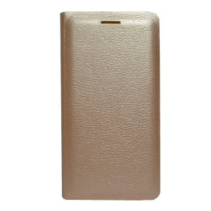 Husă în picioare, efect piele (FLIP, deschidere laterală) GOLD Apple iPhone X 5.8, Apple iPhone XS 5.8