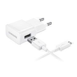   Încărcător de rețea SAMSUNG cu mufă USB (8W + cablu microUSB ECB-DU4AWE/ECB-DU68WE) ALB