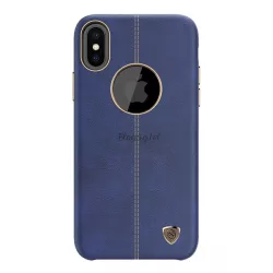   HUSĂ! - Protector de telefon din plastic NILLKIN ENGLON (efect de piele, model de cusut, decupaj logo) ALBASTRU ÎNCHIS Apple iPhone X 5.8, Apple iPhone XS 5.8