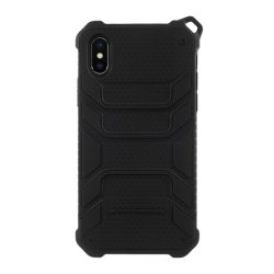   HUSĂ! - Protector de telefon din plastic (interior din silicon, rezistenta medie la impact, model de gauri, poate fi agatat de gat) NEGRU Apple iPhone X 5.8, Apple iPhone XS 5.8