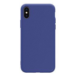   HUSĂ! - Protector de telefon din plastic NILLKIN ETON (cadru din silicon, placă metalică încorporată, model carbon) ALBASTRU ÎNCHIS Apple iPhone X 5.8, Apple iPhone XS 5.8
