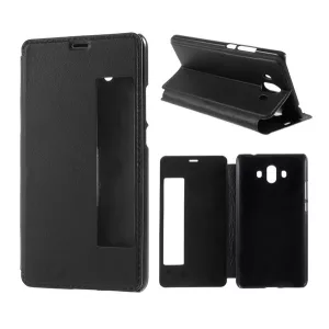 HUSĂ! - Husă stativă, efect piele (FLIP, deschidere laterală, suport desktop, ID apelant, fereastră) negru Huawei Mate 10