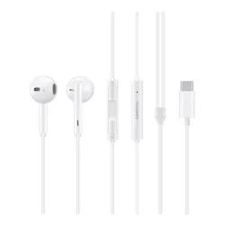   Căști HUAWEI STEREO (Tip-C, microfon, buton de înregistrare, control volum) ALBE