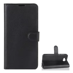   HUSĂ! - Husă stativă cu efect de piele (FLIP, deschidere laterală, desktop, premium) negru Huawei Y5 (2017), Huawei Y6 (2017)