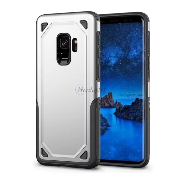HUSĂ! - Protector de telefon din plastic Defender (rezistență medie la impact, interior din silicon, ultra subțire) ARGINTIE Samsung Galaxy S9 (SM-G960)