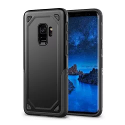   HUSĂ! - Protecție din plastic pentru telefon Defender (rezistență medie la impact, interior din silicon, ultra-subțire) negru Samsung Galaxy S9 (SM-G960)
