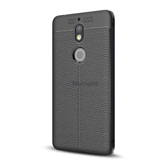 Protectie din silicon pentru telefon (rezistenta la impact mediu, efect piele, model cusaturi) NEGRU Nokia 7
