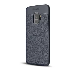   HUSĂ! - Protectie din silicon pentru telefon (rezistenta la impact mediu, efect piele, model de cusaturi) ALBASTRU INCHIS Samsung Galaxy S9 (SM-G960)