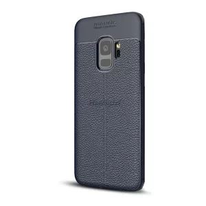 HUSĂ! - Protectie din silicon pentru telefon (rezistenta la impact mediu, efect piele, model de cusaturi) ALBASTRU INCHIS Samsung Galaxy S9 (SM-G960)