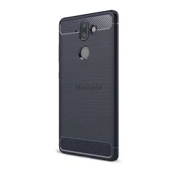   HUSĂ! - Protectie din silicon pentru telefon (rezistenta la impact mediu, colt cu perna de aer, periat, model carbon) ALBASTRU INCHIS Nokia 9