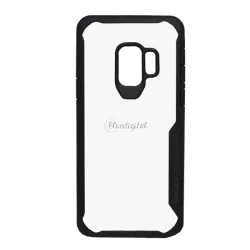   HUSĂ! - Protectie de telefon din plastic IPAKY (cadru din silicon, rezistenta medie la impact, spate transparent) NEGRU Samsung Galaxy S9 (SM-G960)