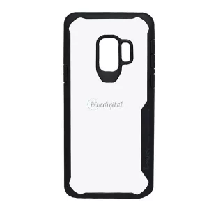 HUSĂ! - Protectie de telefon din plastic IPAKY (cadru din silicon, rezistenta medie la impact, spate transparent) NEGRU Samsung Galaxy S9 (SM-G960)