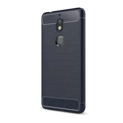   HUSĂ! - Husă silicon pentru telefon (rezistent la impact mediu, călcâi pernă de aer, periat, model de carbon)