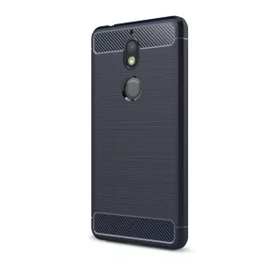 HUSĂ! - Husă silicon pentru telefon (rezistent la impact mediu, călcâi pernă de aer, periat, model de carbon)