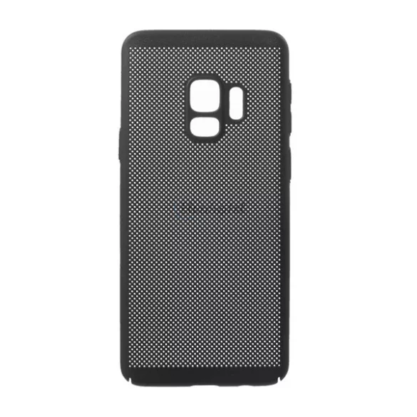 HUSĂ! - Protectie din plastic pentru telefon (cauciucat, model perforat) NEGRU Samsung Galaxy S9 (SM-G960)