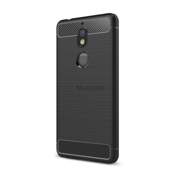 Protectie din silicon pentru telefon (rezistenta la impact mediu, colt cu perna de aer, periat, model carbon) NEGRU Nokia 7