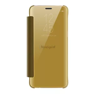 HUSĂ! - Carcasă în picioare (FLIP activ, deschidere laterală, funcție de suport pentru desktop, suprafață oglindă, husă Mirror View) GOLD Samsung Galaxy S9 (SM-G960)
