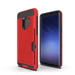   HUSĂ! - Protecție din plastic pentru telefon (silicon interior, rezistență medie la impact, suport pentru card de credit, model periat) PIROS Samsung Galaxy S9 (SM-G960)