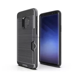   HUSĂ! - Protectie din plastic pentru telefon (interior din silicon, rezistenta medie la impact, suport card bancar, model periat) GR Samsung Galaxy S9 (SM-G960)