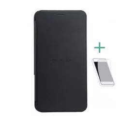   HUSĂ! - DOOGEE Husă stativă, efect piele (FLIP, deschidere laterală, folie de Folie securizată) negru Doogee X10