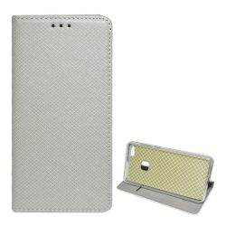   HUSĂ! - Husă stativă cu efect de piele (FLIP, deschidere laterală, funcție de suport pentru birou, model diamant) LIGHT GREY Huawei P10 Lite