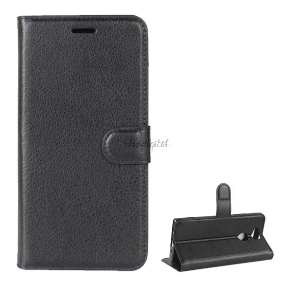 HUSĂ! - Carcasa in picioare, efect piele (FLIP, deschidere laterala, functie suport desktop, premium) NEGRU Sony Xperia XA2 (H4113)