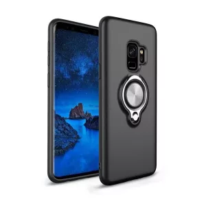 HUSĂ! - Protecție din plastic pentru telefon (silicon interior, rezistență medie la impact, rotativă la 360°) negru Samsung Galaxy S9 (SM-G960)