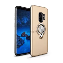   HUSĂ! - Protectie din plastic pentru telefon (interior din silicon, rezistenta medie la impact, inel de suport pentru telefon, rotatie la 360°) GOLD Samsung Galaxy S9 (SM-G960)