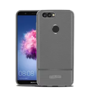 HUSĂ! - Husă silicon pentru telefon (rezistent la impact mediu, efect de piele, periat) GREY Huawei P Smart (2018)