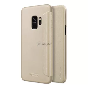 HUSĂ! - Protectie de telefon din plastic NILLKIN SPARKLE (FLIP cu efect de piele, deschidere laterala) GOLD Samsung Galaxy S9 (SM-G960)